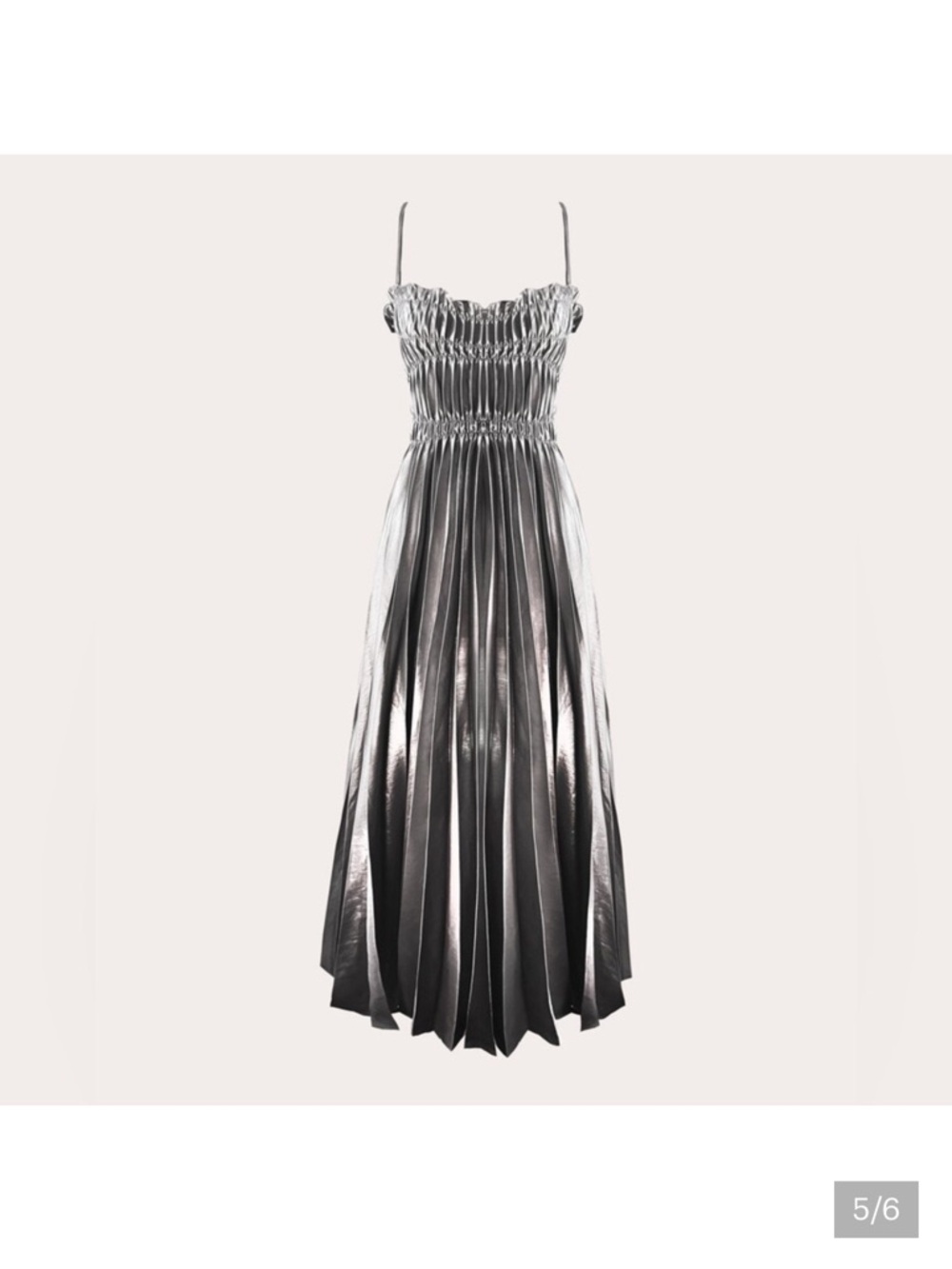 Georgia Hardinge Silver Metallic Pleated Maxi Dress